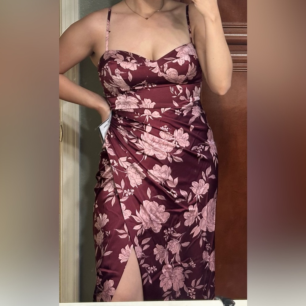 B Darlin Satin Sweetheart Midi Dress